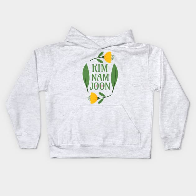 Kim Namjoon - RM The Rapper BTS Army Greenery Boho Flower Kids Hoodie by Millusti